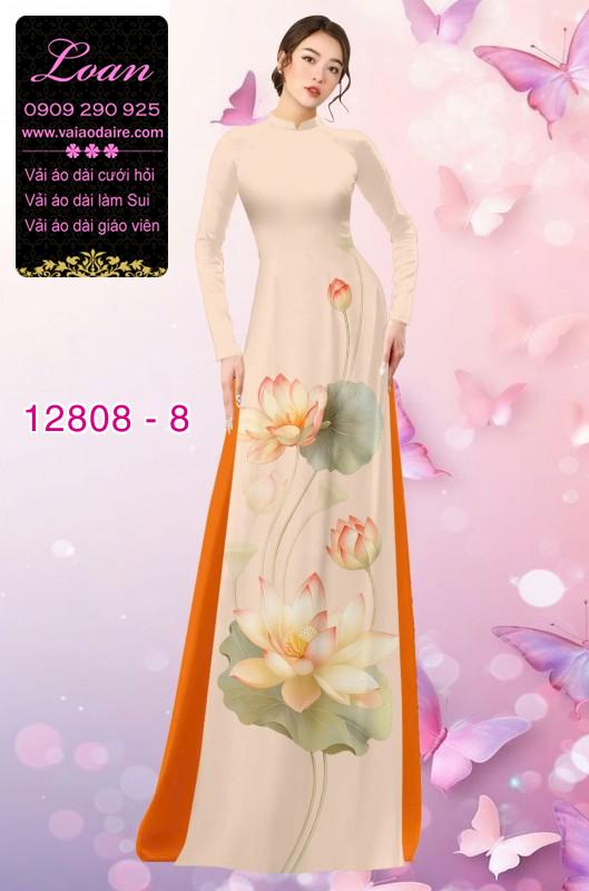 Vải áo dài hoa sen in 3D