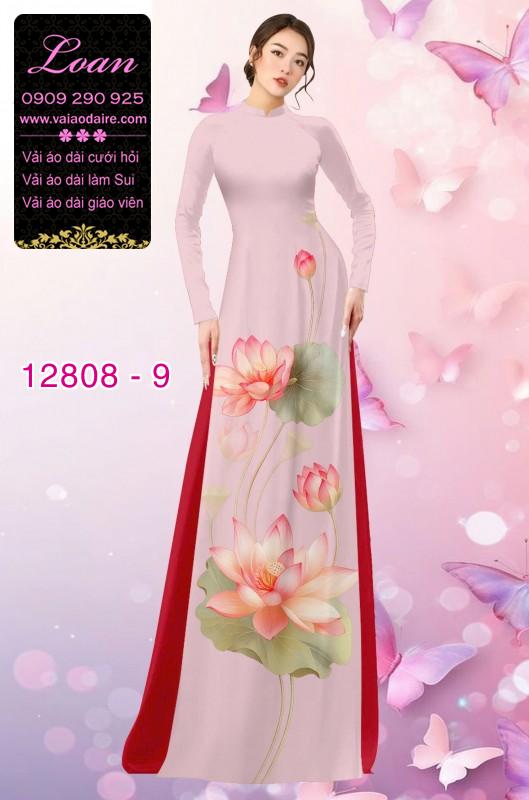 Vải áo dài hoa sen in 3D