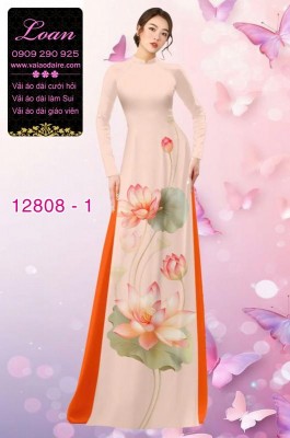 Vải áo dài hoa sen in 3D-DT 12808