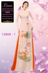 Vải áo dài hoa sen in 3D