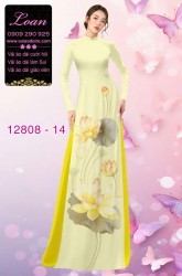 Vải áo dài hoa sen in 3D