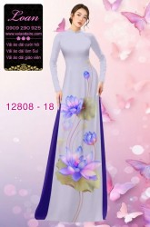 Vải áo dài hoa sen in 3D