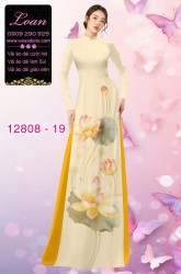 Vải áo dài hoa sen in 3D