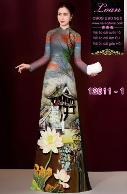 Vải áo dài phong cảnh-DT 12811