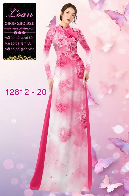 Vải áo dài hoa mờ in 3D