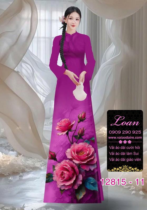 Vải áo dài hoa hồng in 3D