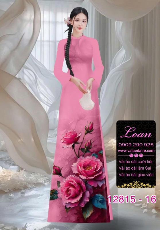 Vải áo dài hoa hồng in 3D