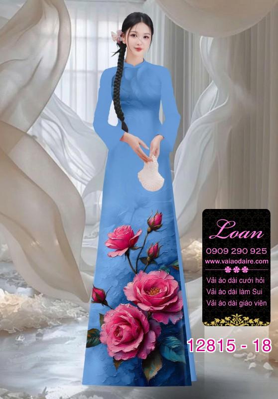 Vải áo dài hoa hồng in 3D