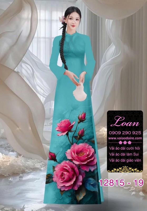 Vải áo dài hoa hồng in 3D