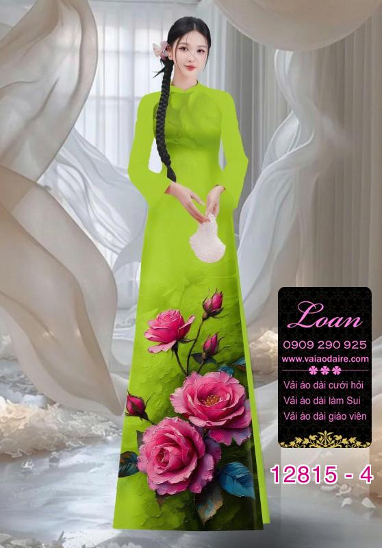 Vải áo dài hoa hồng in 3D