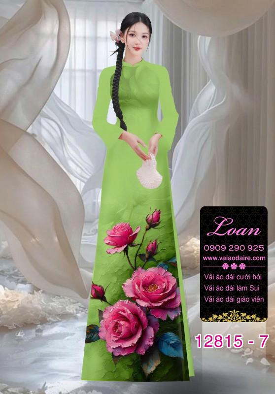 Vải áo dài hoa hồng in 3D