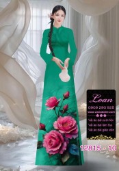 Vải áo dài hoa hồng in 3D