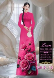 Vải áo dài hoa hồng in 3D