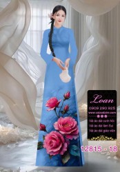 Vải áo dài hoa hồng in 3D