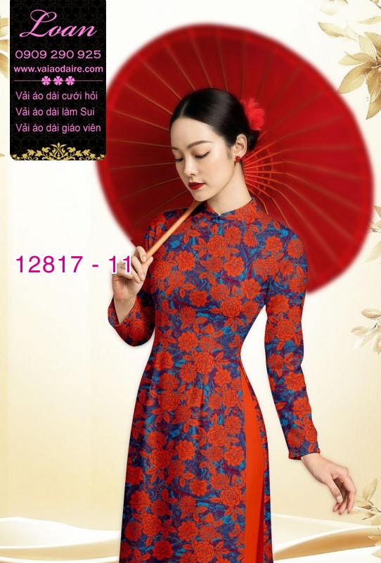 Vải áo dài hoa đều in 3D