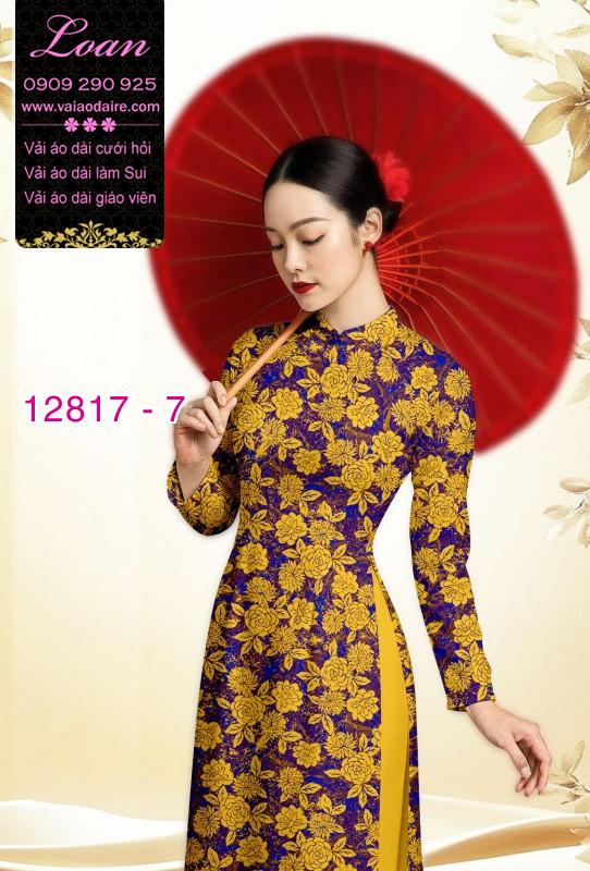 Vải áo dài hoa đều in 3D