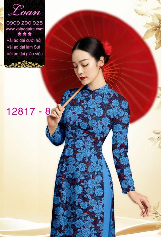 Vải áo dài hoa đều in 3D