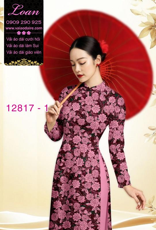 Vải áo dài hoa đều in 3D