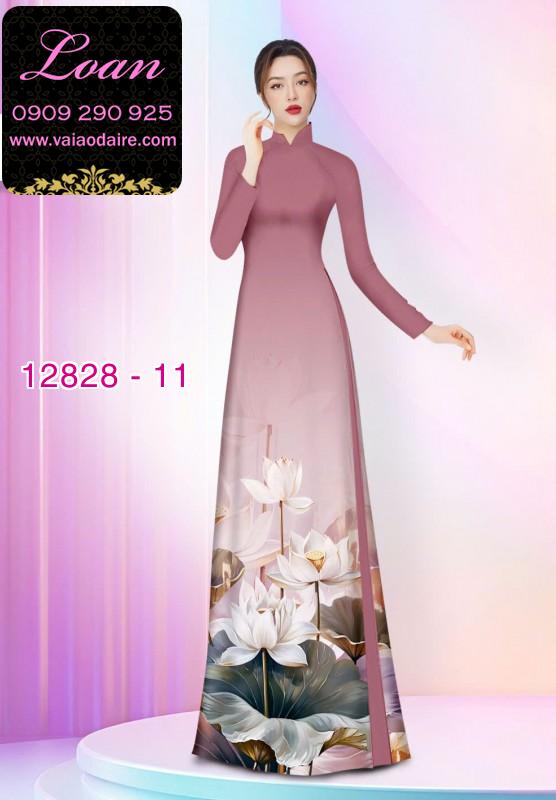 Vải áo dài hoa sen in 3D