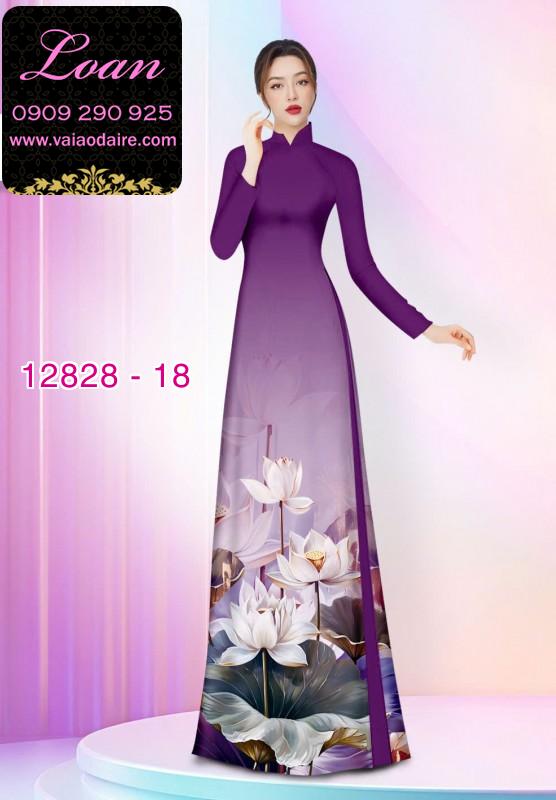 Vải áo dài hoa sen in 3D