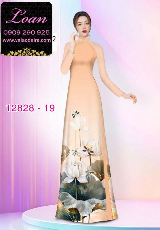 Vải áo dài hoa sen in 3D