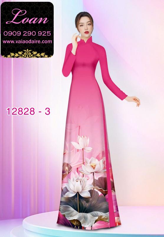 Vải áo dài hoa sen in 3D