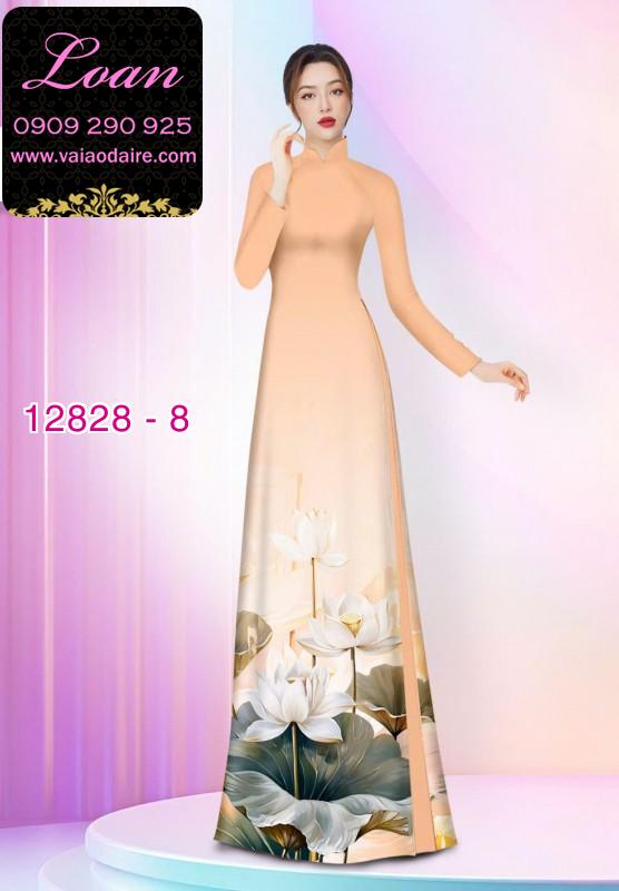 Vải áo dài hoa sen in 3D