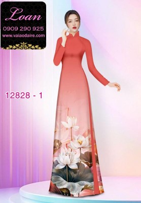 Vải áo dài hoa sen in 3D-DT 12828