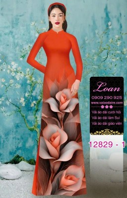 Vải áo dài hoa in 3D-DT 12829