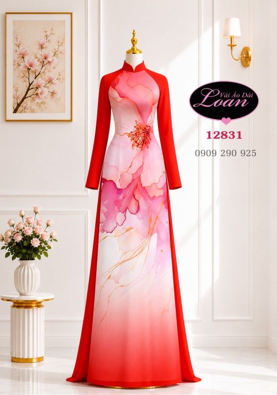 Vải áo dài hoa in 3D
