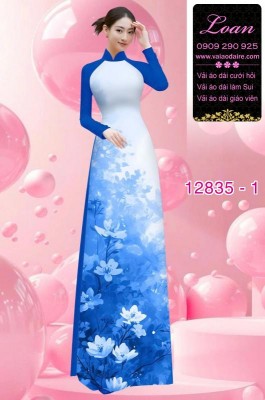 Vải áo dài hoa in 3D-DT 12835