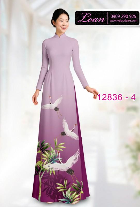 Vải áo dài chim hạc in 3D