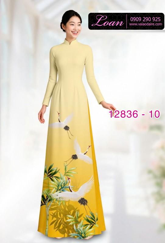 Vải áo dài chim hạc in 3D