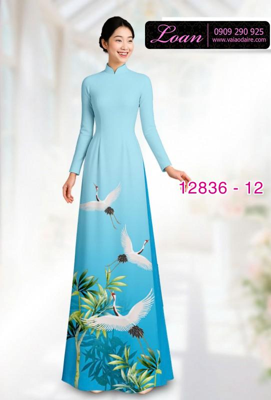 Vải áo dài chim hạc in 3D