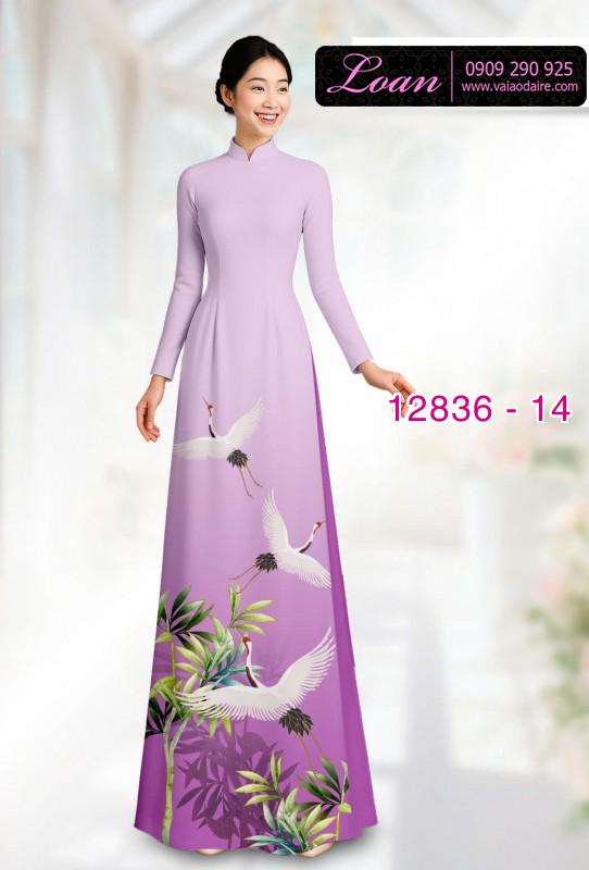 Vải áo dài chim hạc in 3D