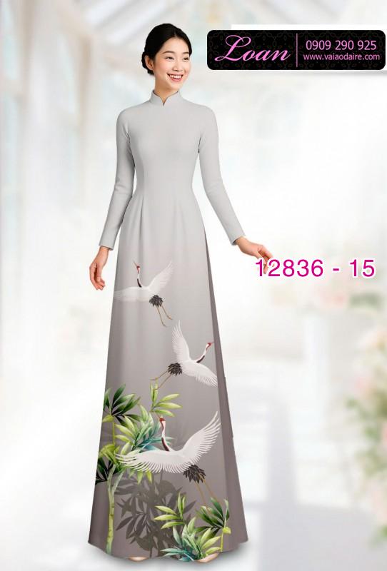 Vải áo dài chim hạc in 3D