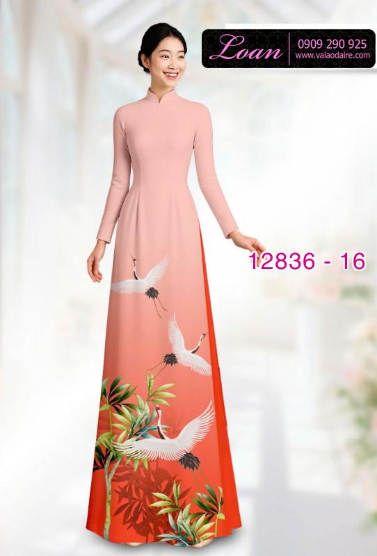 Vải áo dài chim hạc in 3D