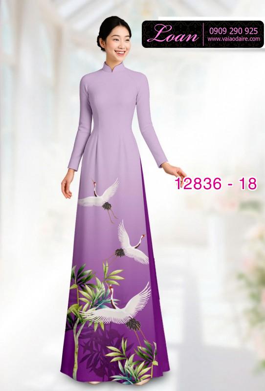 Vải áo dài chim hạc in 3D