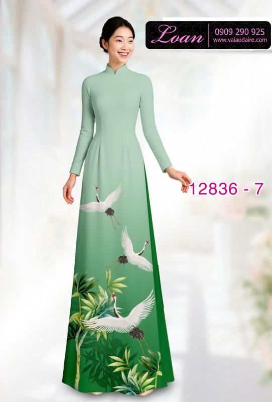 Vải áo dài chim hạc in 3D