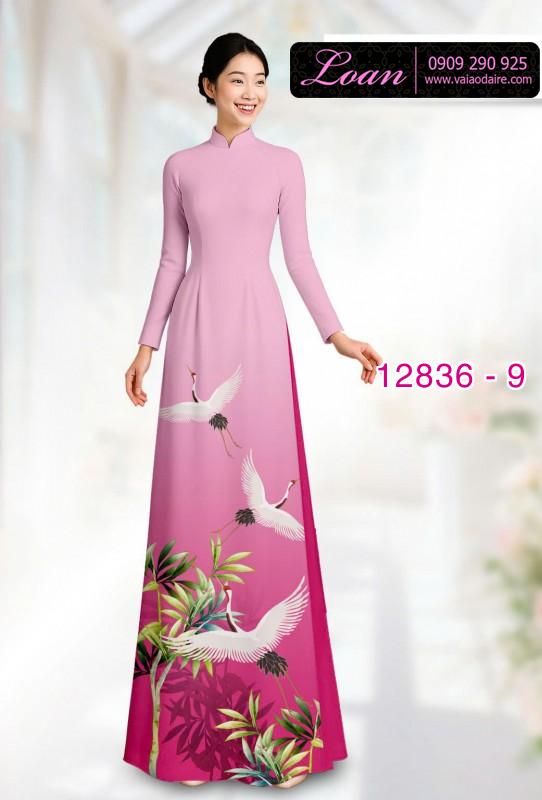 Vải áo dài chim hạc in 3D