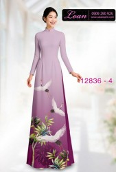 Vải áo dài chim hạc in 3D