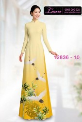 Vải áo dài chim hạc in 3D