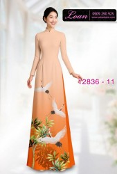 Vải áo dài chim hạc in 3D