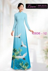 Vải áo dài chim hạc in 3D