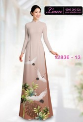 Vải áo dài chim hạc in 3D