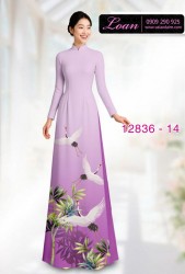 Vải áo dài chim hạc in 3D