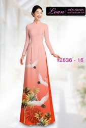 Vải áo dài chim hạc in 3D