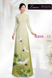 Vải áo dài chim hạc in 3D