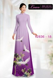 Vải áo dài chim hạc in 3D