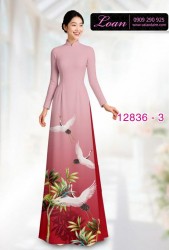 Vải áo dài chim hạc in 3D